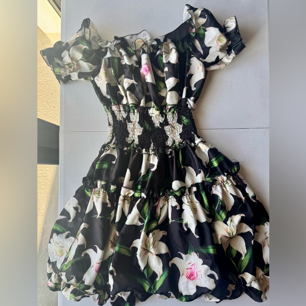 Floral Black and White Emily in Paris Inspired Dress